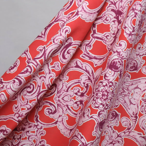 'Ornate Fretwork' Cotton Voile ~ Coral *Remnant 1.95m Was $50.30 Now $40.20